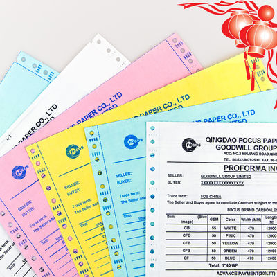 China Factory 7 Ply NCR Paper CB CFB CF 55/50/55gsm 61*86/70*100cm Black/Blue Image Carbonless Paper